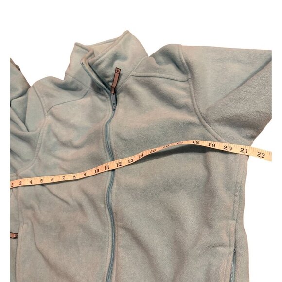 Columbia Womens Medium Light Blue Full-Zip Fleece Jacket With High Collar & Long - Picture 8 of 11